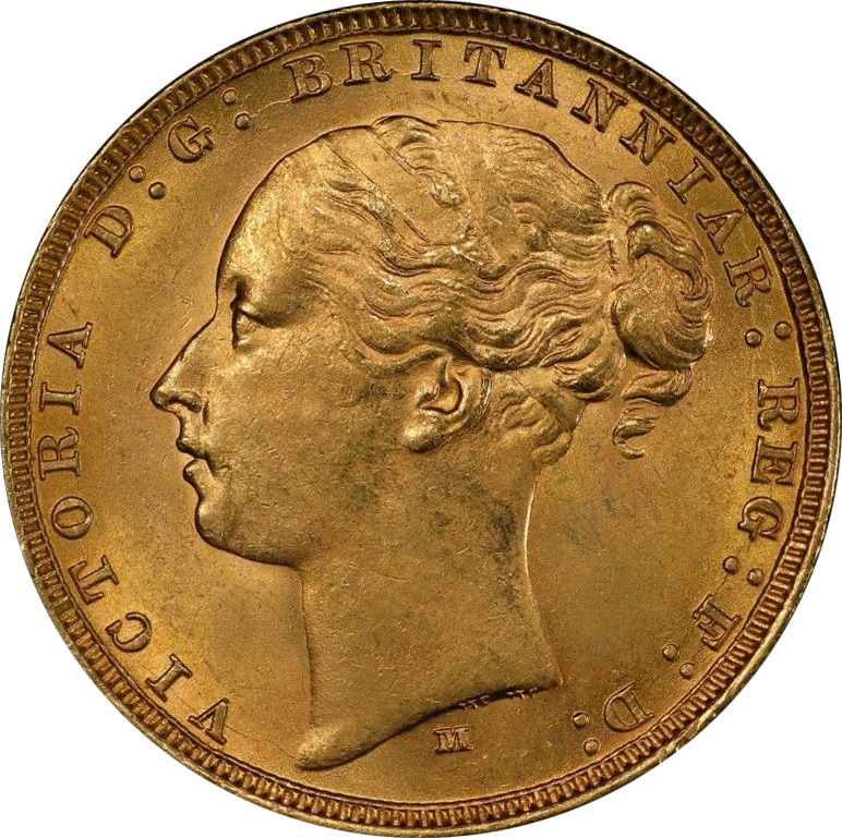 MS-60 - Sovereign - 1871 to 1887 - Young head