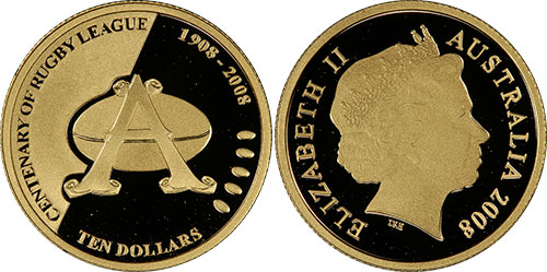 10 dollars 2008 Rugby - Australian coin
