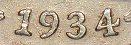 Threepence 1934 - 4/3 - Overdate - Mint Pre-decimal coin