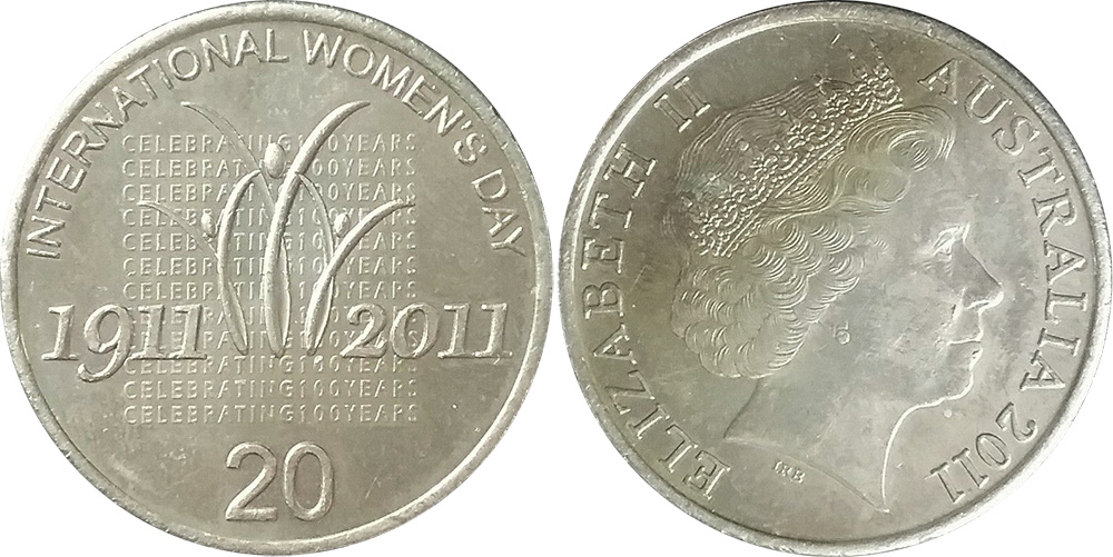 Twenty cent 2011 - International Women's Day - 20 cents - Decimal coin