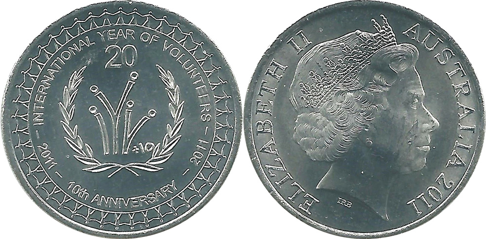 Twenty cent 2011 - Volunteers - 20 cents - Decimal coin