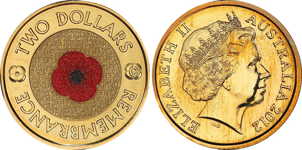 Two dollar 2012 - Remembrance Day Red Poppy - 2 dollars - Decimal coin