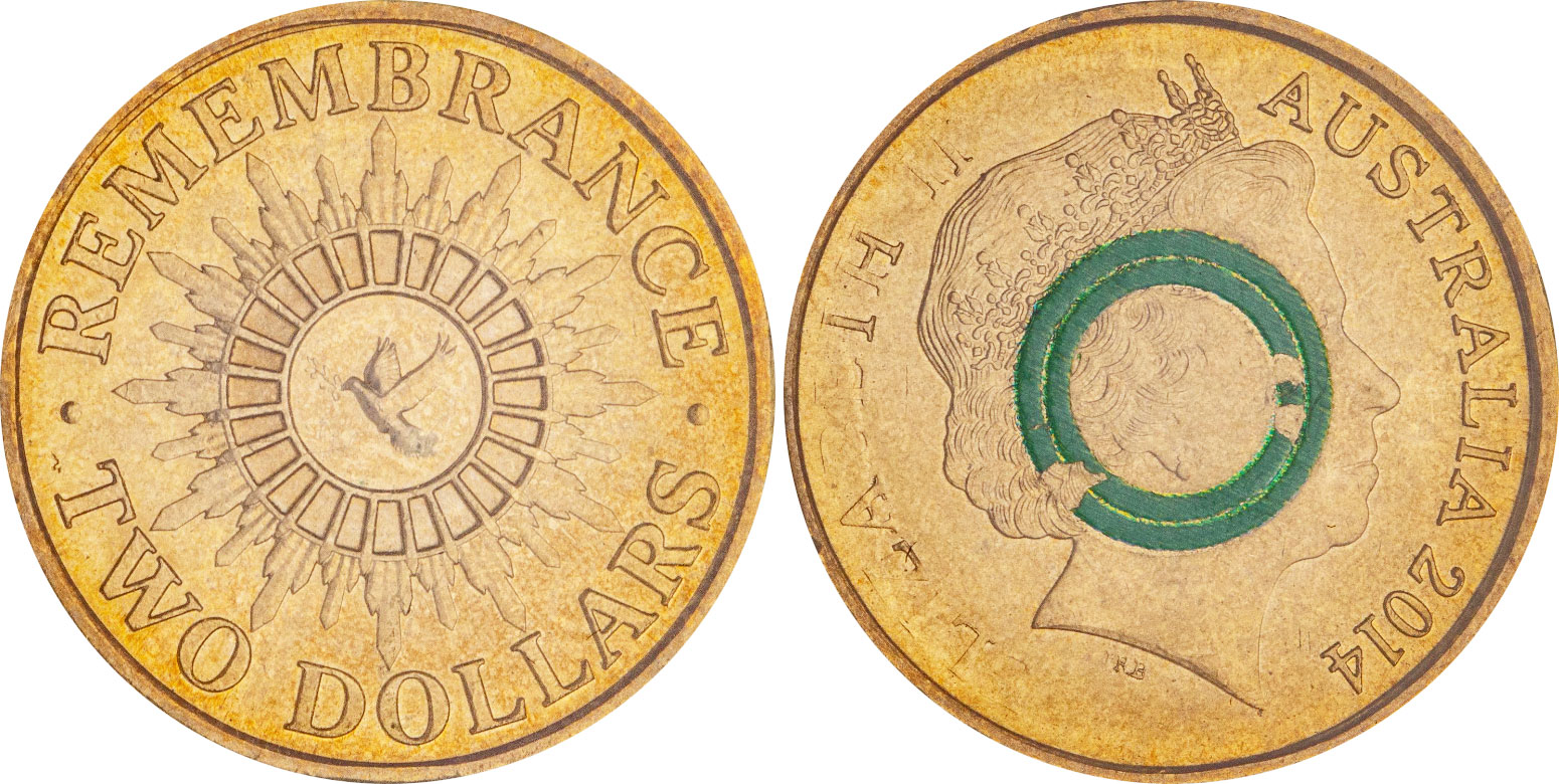 Two dollar 2014 - Bullseye Remembrance Day - 2 dollars - Decimal coin
