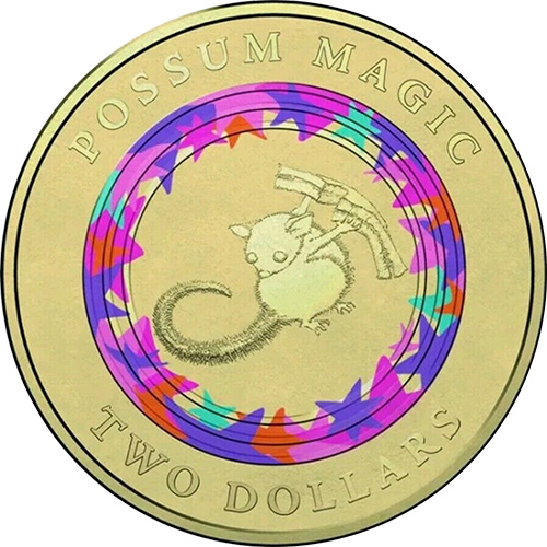 Two dollar 2017 - Possum Magic - Colorized Hush's Tail is Visible - 2 dollars