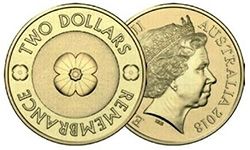Two dollar 2018 - 30th Anniversary - Remembrance - Poppy - 2 dollars