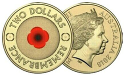 Two dollar 2018 - 30th Anniversary - Remembrance - Red Poppy - 2 dollars